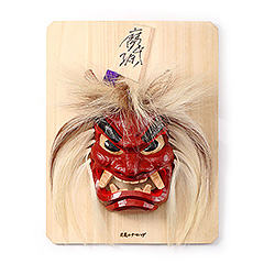 【受注生産】石川千秋作 壁掛け用なまはげ木彫り面 板付き 9号