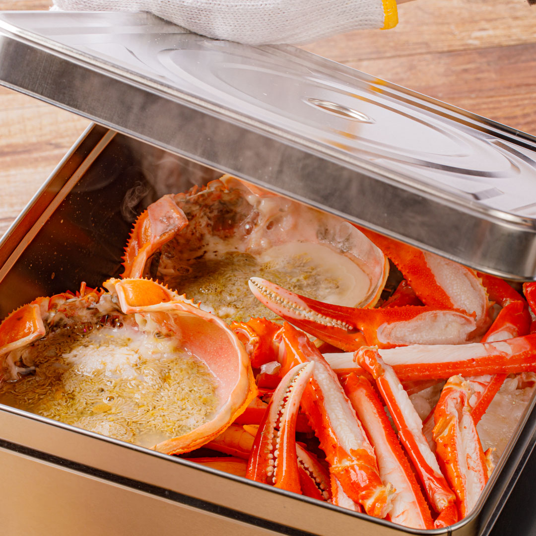 【CAS凍結】蟹缶。 男鹿産「生」紅ズワイガニのガンガン焼き (2ハイ/約1kg)